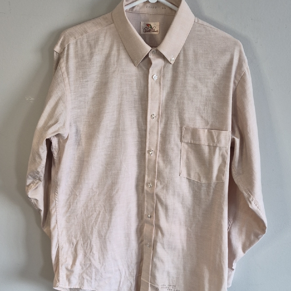 Arnold Palmer Light Beige Button-Down Shirt with Chest Pocket